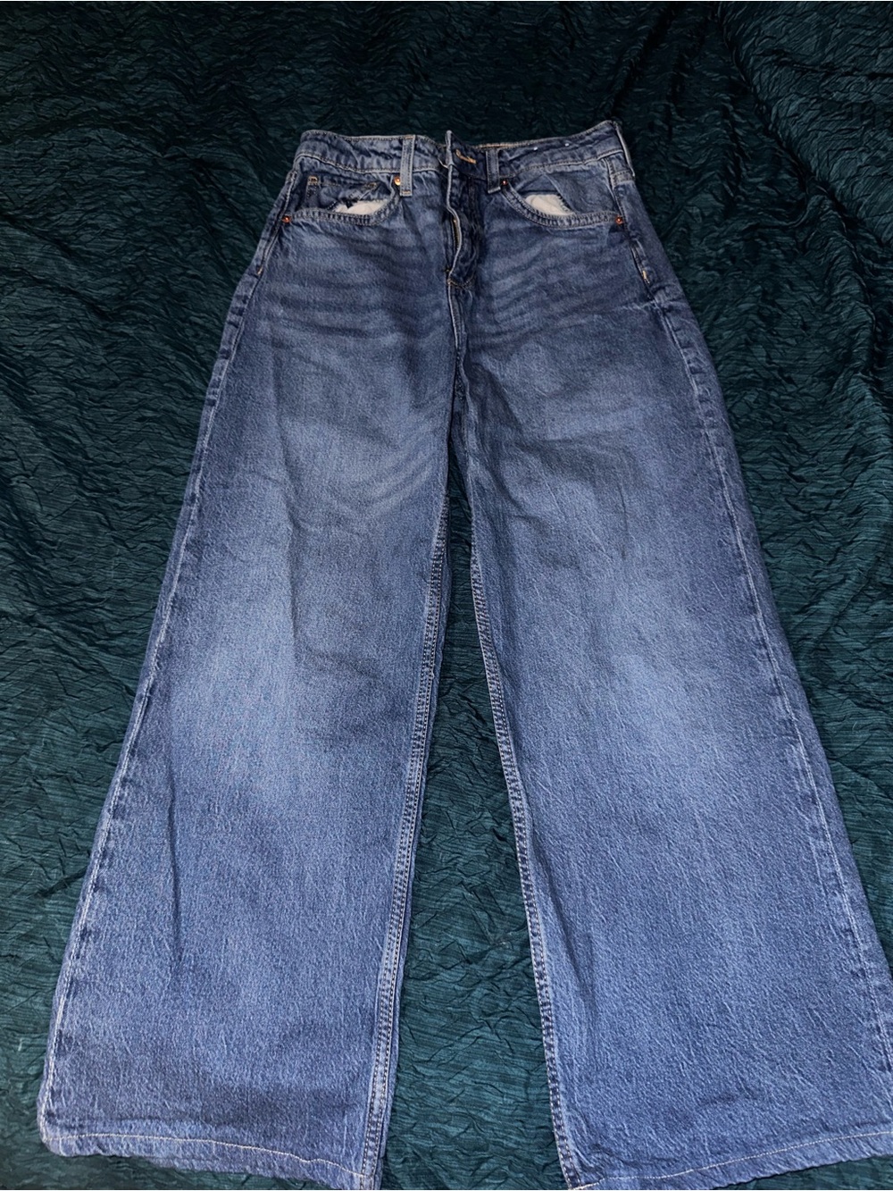 H&M Wide-Leg Denim Jeans in Blue Wash